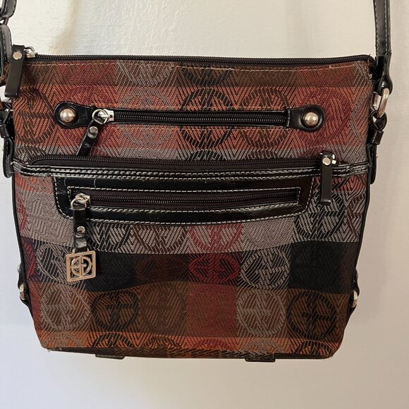 Giani Bernini Geometric Crossbody Bag With Adjustable Strap & Multiple Zipper Co - Picture 1 of 9
